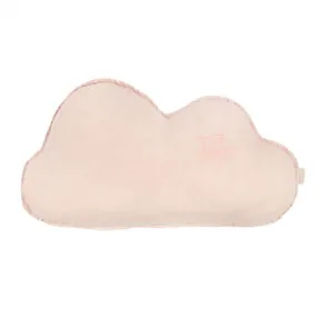 Coussin nuage Lin français Mauve Pink broderie oiseau